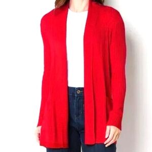 80 Park Women's Red Open Cardigan Sweater
